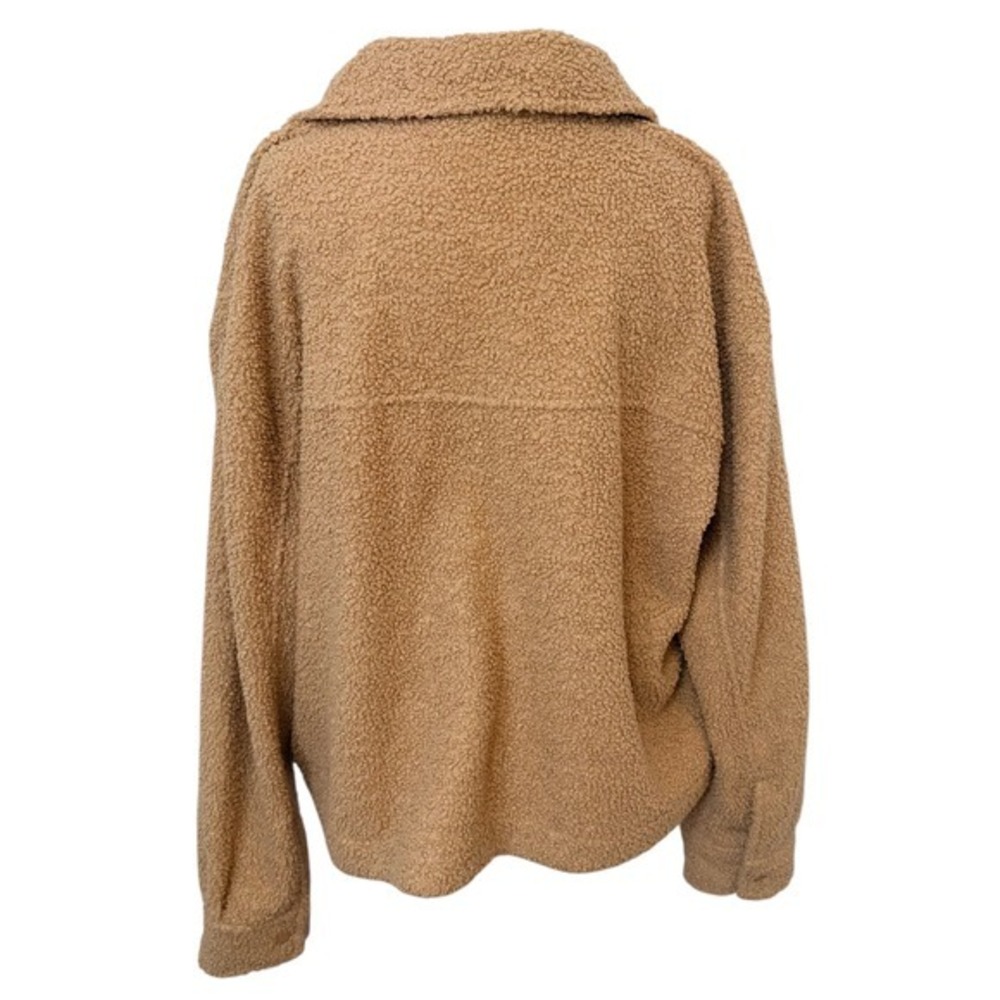 My Style Teddy Sherpa Fleece XL Button Front Shacket Jacket Tan - Picture 6 of 8